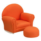 Kids Orange Fabric Rocker Chair and Footrest
