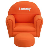 Personalized Kids Orange Fabric Rocker Chair and Footrest