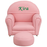 Personalized Kids Pink Vinyl Rocker Chair and Footrest