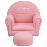 Personalized Kids Pink Fabric Rocker Chair and Footrest