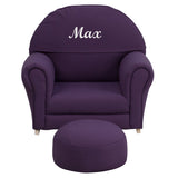 Personalized Kids Purple Fabric Rocker Chair and Footrest