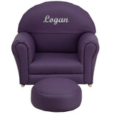 Personalized Kids Purple Vinyl Rocker Chair and Footrest