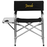 Personalized Aluminum Folding Camping Chair with Table and Drink Holder in Black