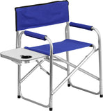 Aluminum Folding Camping Chair with Table and Drink Holder in Blue