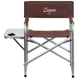 Personalized Aluminum Folding Camping Chair with Table and Drink Holder in Brown