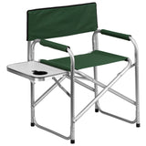 Aluminum Folding Camping Chair with Table and Drink Holder in Green