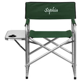 Personalized Aluminum Folding Camping Chair with Table and Drink Holder in Green