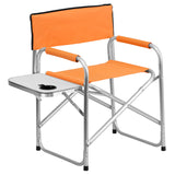 Aluminum Folding Camping Chair with Table and Drink Holder in Orange