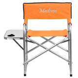 Personalized Aluminum Folding Camping Chair with Table and Drink Holder in Orange
