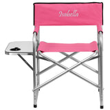 Personalized Aluminum Folding Camping Chair with Table and Drink Holder in Pink