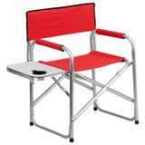 Aluminum Folding Camping Chair with Table and Drink Holder in Red