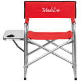 Personalized Aluminum Folding Camping Chair with Table and Drink Holder in Red