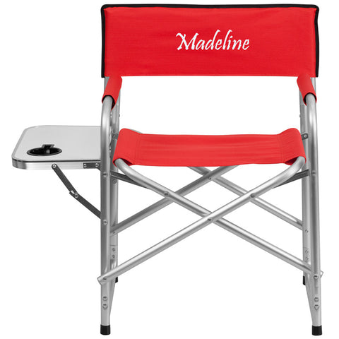 Personalized Aluminum Folding Camping Chair with Table and Drink
