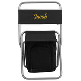 Personalized Kids Folding Camping Chair with Insulated Storage in Black