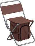 Kids Folding Camping Chair with Insulated Storage in Brown