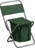 Kids Folding Camping Chair with Insulated Storage in Green