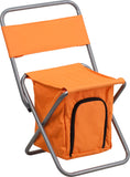 Kids Folding Camping Chair with Insulated Storage in Orange