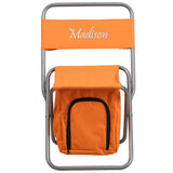 Personalized Kids Folding Camping Chair with Insulated Storage in Orange