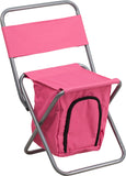 Kids Folding Camping Chair with Insulated Storage in Pink