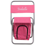 Personalized Kids Folding Camping Chair with Insulated Storage in Pink