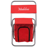 Personalized Kids Folding Camping Chair with Insulated Storage in Red