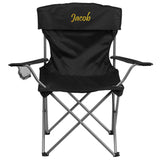 Personalized Folding Camping Chair with Drink Holder in Black
