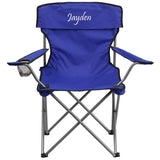 Personalized Folding Camping Chair with Drink Holder in Blue