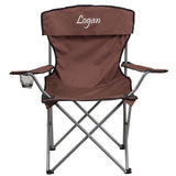Personalized Folding Camping Chair with Drink Holder in Brown