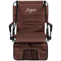 Personalized Folding Stadium Chair in Brown