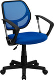 Low Back Blue Mesh Swivel Task Chair with Arms