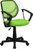 Low Back Green Mesh Swivel Task Chair with Arms