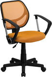 Low Back Orange Mesh Swivel Task Chair with Arms
