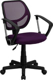 Low Back Purple Mesh Swivel Task Chair with Arms