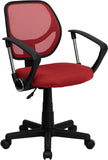 Low Back Red Mesh Swivel Task Chair with Arms