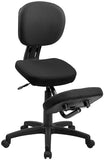 Mobile Ergonomic Kneeling Posture Task Chair in Black Fabric with Back