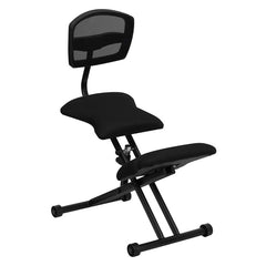 Ergonomic Kneeling Chair with Black Mesh Back and Fabric Seat