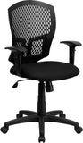 Mid-Back Designer Back Swivel Task Chair with Padded Fabric Seat and Height Adjustable Arms