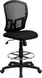 Mid-Back Designer Back Drafting Chair with Padded Fabric Seat