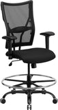 HERCULES Series 400 lb. Capacity Big & Tall Black Mesh Drafting Chair with Height Adjustable Arms