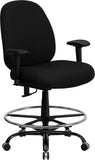 HERCULES Series 400 lb. Capacity Big & Tall Black Fabric Drafting Chair with Extra WIDE Seat and Height Adjustable Arms