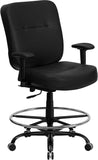 HERCULES Series 400 lb. Capacity Big & Tall Black Leather Drafting Chair with Extra WIDE Seat and Height Adjustable Arms