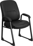 HERCULES Series 400 lb. Capacity Big & Tall Black Leather Executive Side Chair with Sled Base