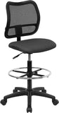 Mid-Back Mesh Drafting Chair with Gray Fabric Seat