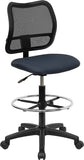 Mid-Back Mesh Drafting Chair with Navy Blue Fabric Seat