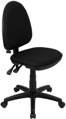 Mid-Back Black Fabric Multi-Functional Swivel Task Chair with Adjustable Lumbar Support