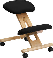 Mobile Wooden Ergonomic Kneeling Chair in Black Fabric