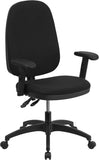 High Back Black Fabric Multi-Functional Swivel Task Chair with Height Adjustable Arms