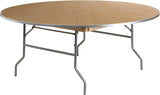 72'' Round HEAVY DUTY Birchwood Folding Banquet Table with METAL Edges