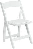 HERCULES Series White Wood Folding Chair with Vinyl Padded Seat