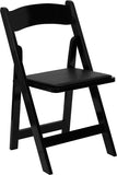 HERCULES Series Black Wood Folding Chair with Vinyl Padded Seat